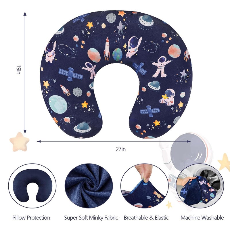 DAYEEBALL Nursing Pillow Cover 1 Pack, Double-Sided Removable Nursing Cover for Baby Girls Boys Newborn, Stretchy and Soft Reversible Slipcover for Breastfeeding Pillow, Space(Only Cover) - Image 3